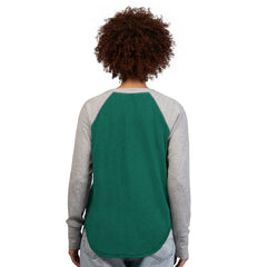 New York Jets G-III 4Her by Carl Banks Women's Waffle Knit Raglan Long Sleeve T-Shirt - Green/Heather Gray cheap