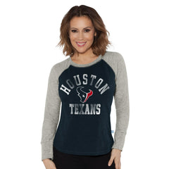 Houston Texans G-III 4Her by Carl Banks Women's Waffle Knit Raglan Long Sleeve T-Shirt - Navy/Heather Gray on sale