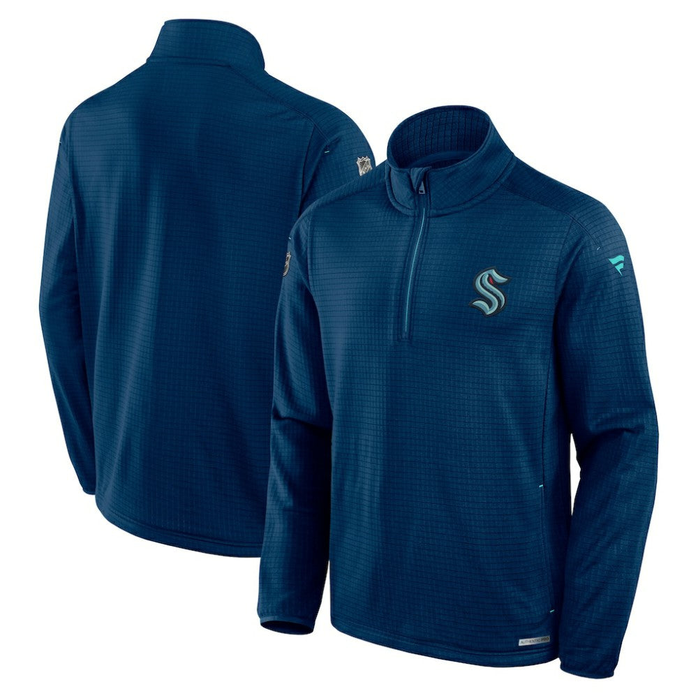 Seattle Kraken Fanatics Big & Tall Authentic Pro Quarter-Zip Top - Navy Tops
