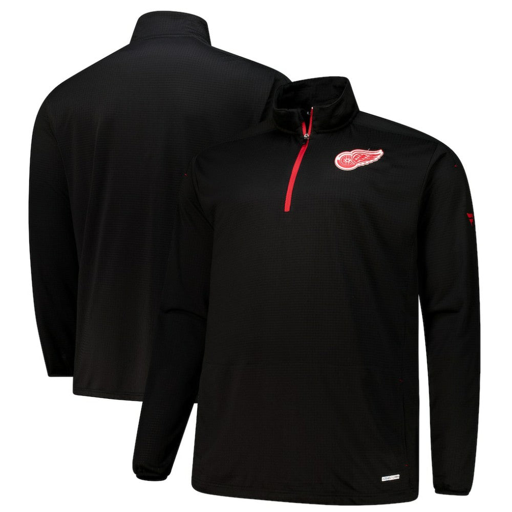 Detroit Red Wings Fanatics Big & Tall Authentic Pro Quarter-Zip Top - Black Tops