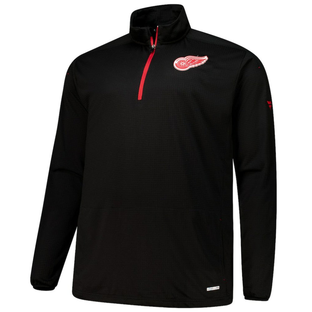 Detroit Red Wings Fanatics Big & Tall Authentic Pro Quarter-Zip Top - Black Tops