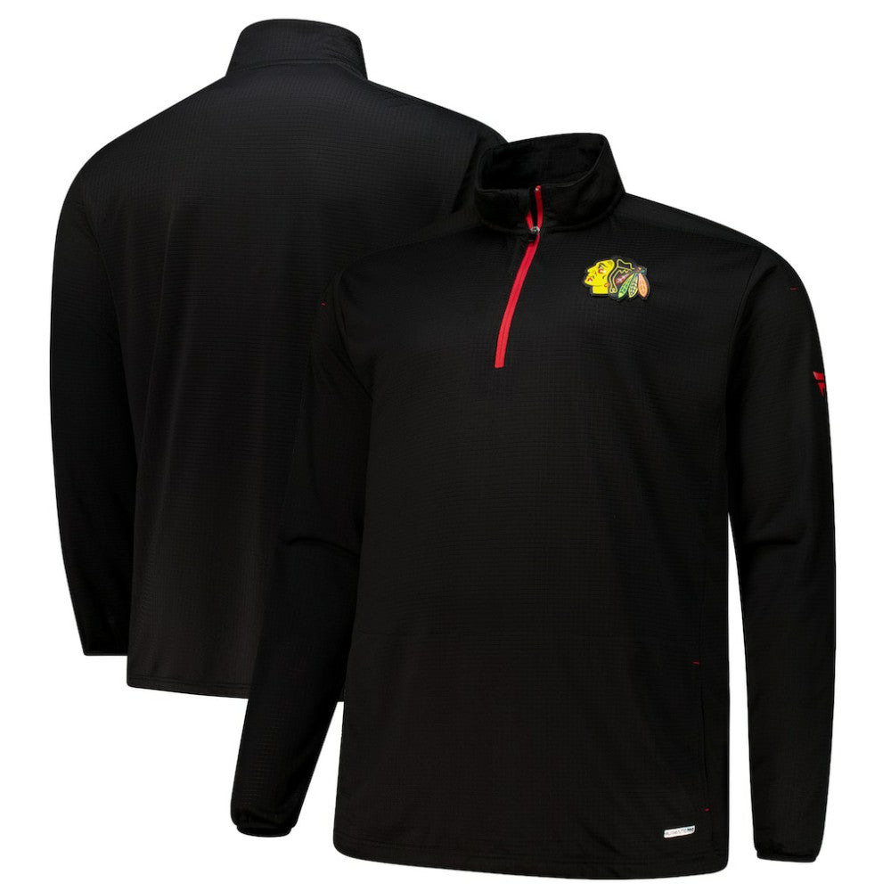 Chicago Blackhawks Fanatics Big & Tall Authentic Pro Quarter-Zip Top - Black Tops