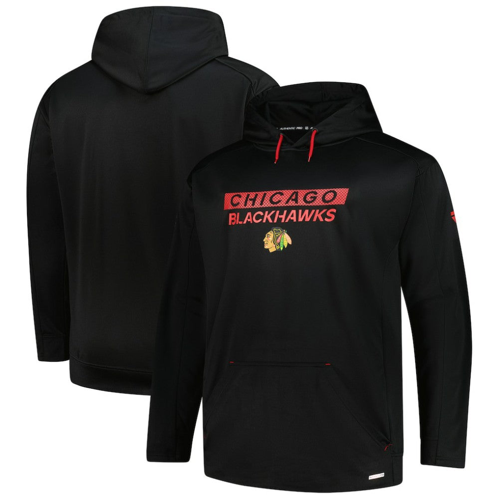 Chicago Blackhawks Fanatics Authentic Pro Big & Tall Pullover Hoodie - Black Hoodies