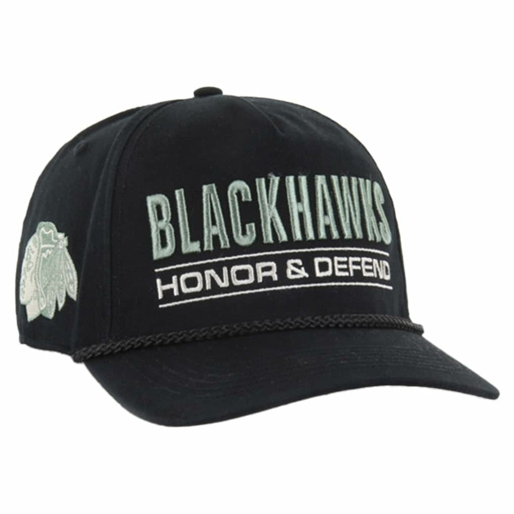 Chicago Blackhawks '47 OHT Military Appreciation Homeland Honor and Defend Hitch Adjustable Hat - Black Hats