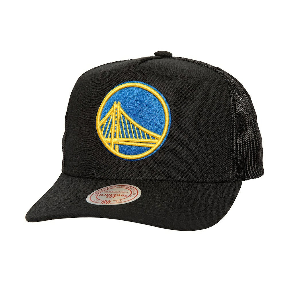 Golden State Warriors Monogram Allover Logo Mesh Trucker Adjustable Hat sale - Black shop