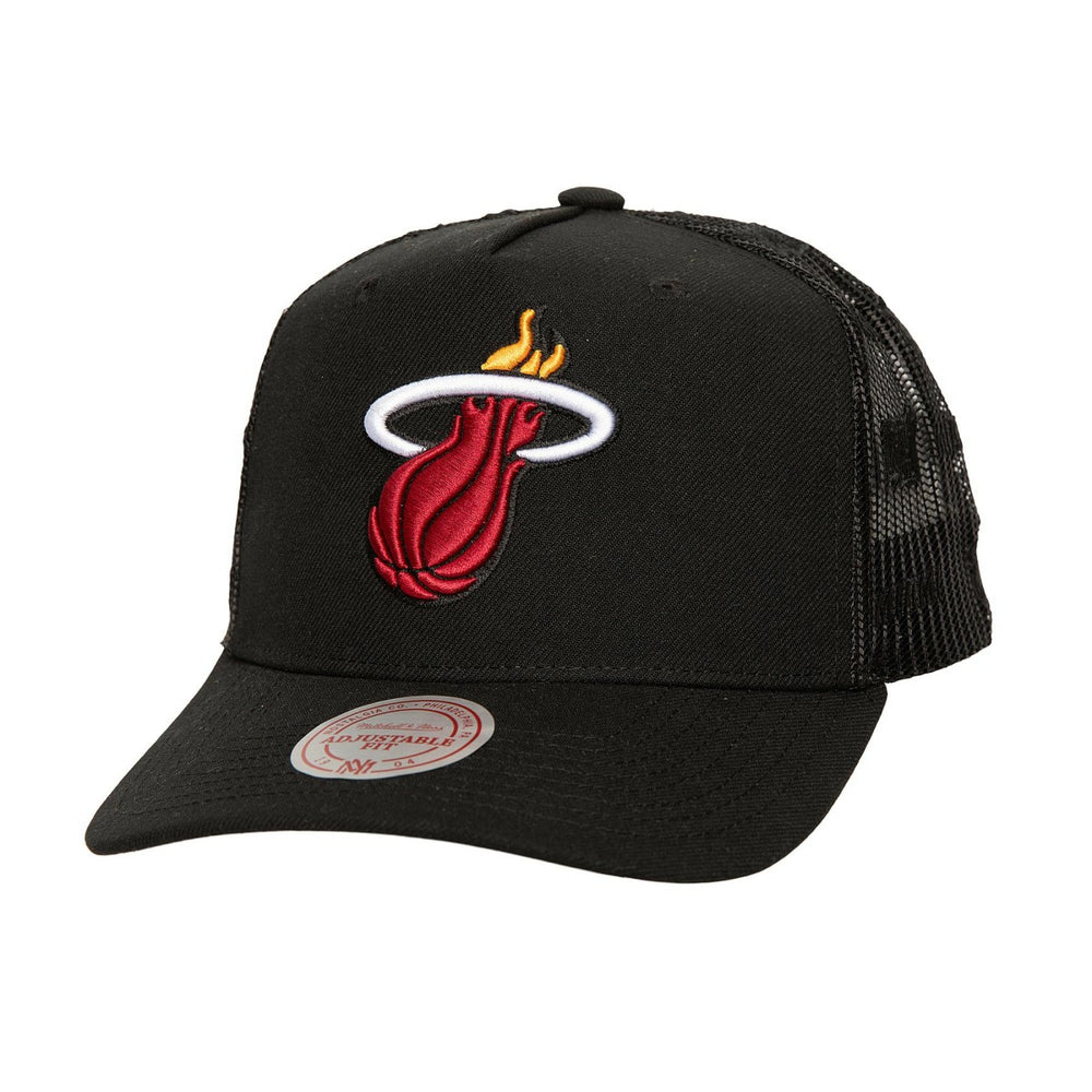 Miami Heat Monogram Allover Logo Mesh Trucker Adjustable Hat - Black on sale
