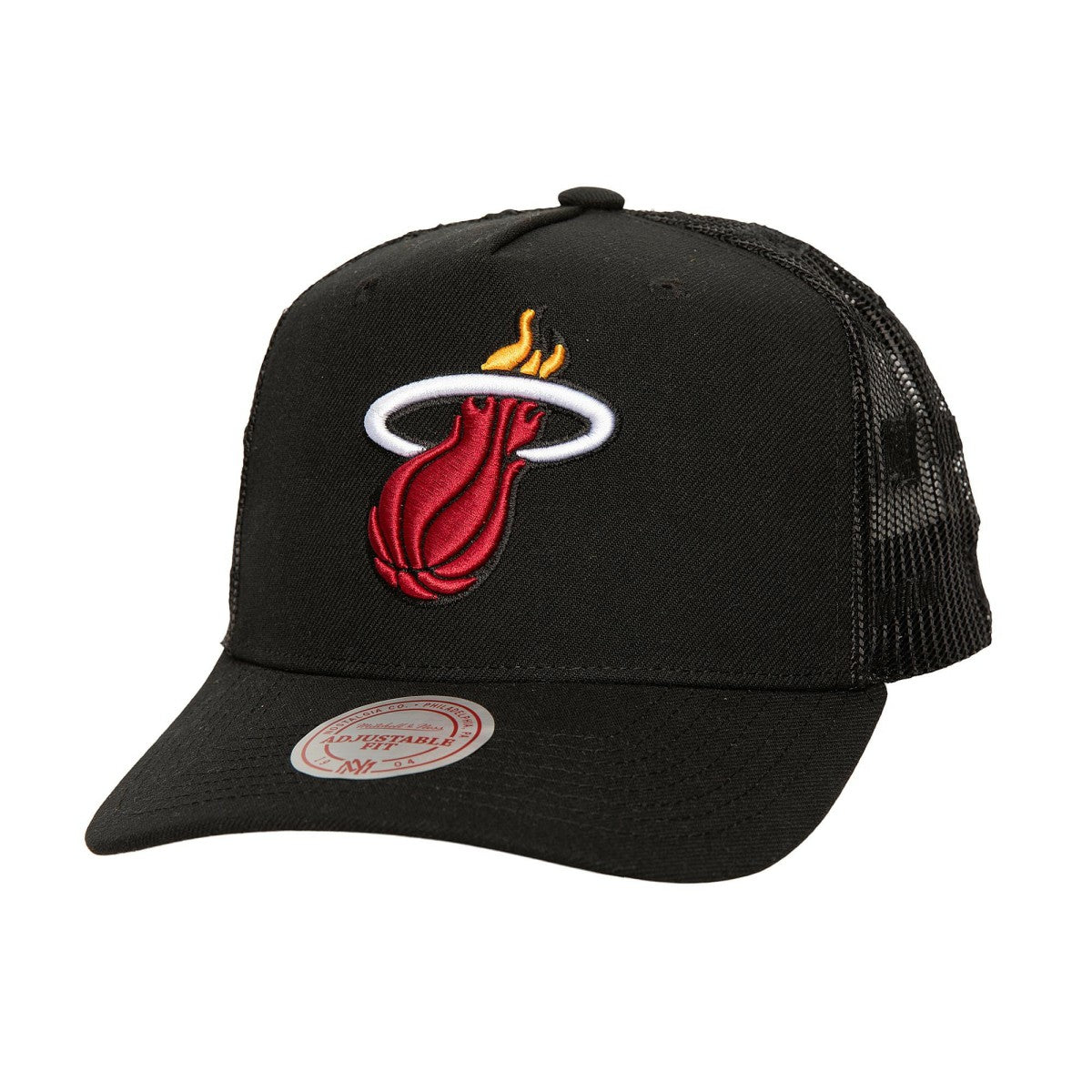 Miami Heat Monogram Allover Logo Mesh Trucker Adjustable Hat - Black on sale