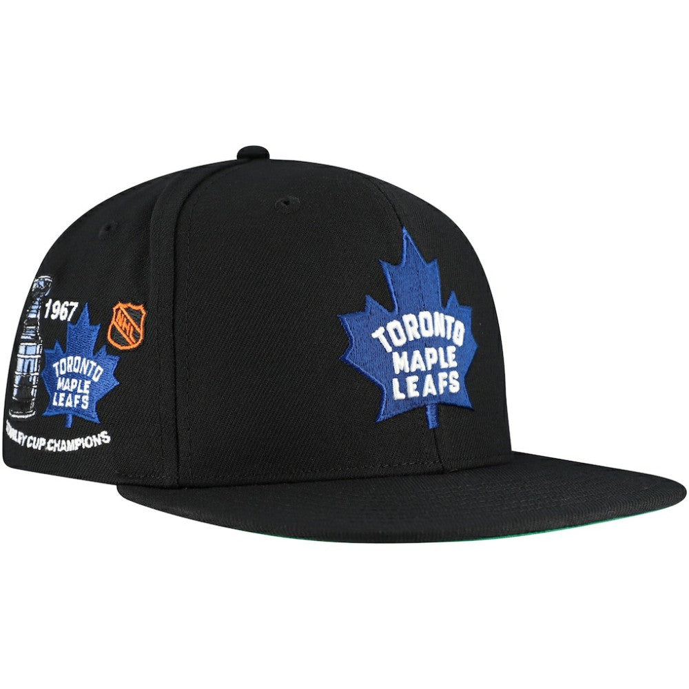 Toronto Maple Leafs Mitchell & Ness Core Top Spot Snapback Hat - Black Hats