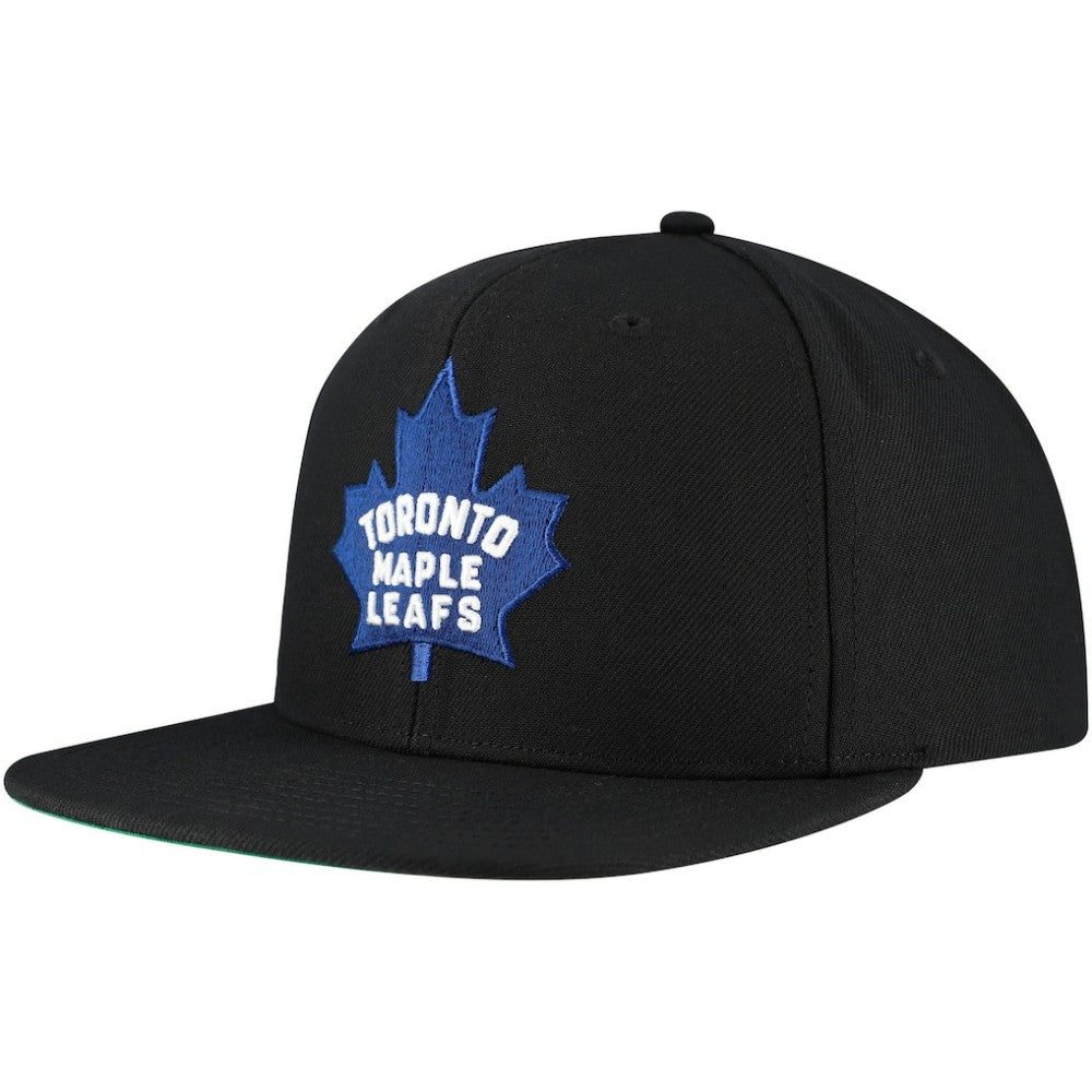Toronto Maple Leafs Mitchell & Ness Core Top Spot Snapback Hat - Black Hats