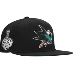 San Jose Sharks Mitchell & Ness Core Top Spot Snapback Hat - Black Hats