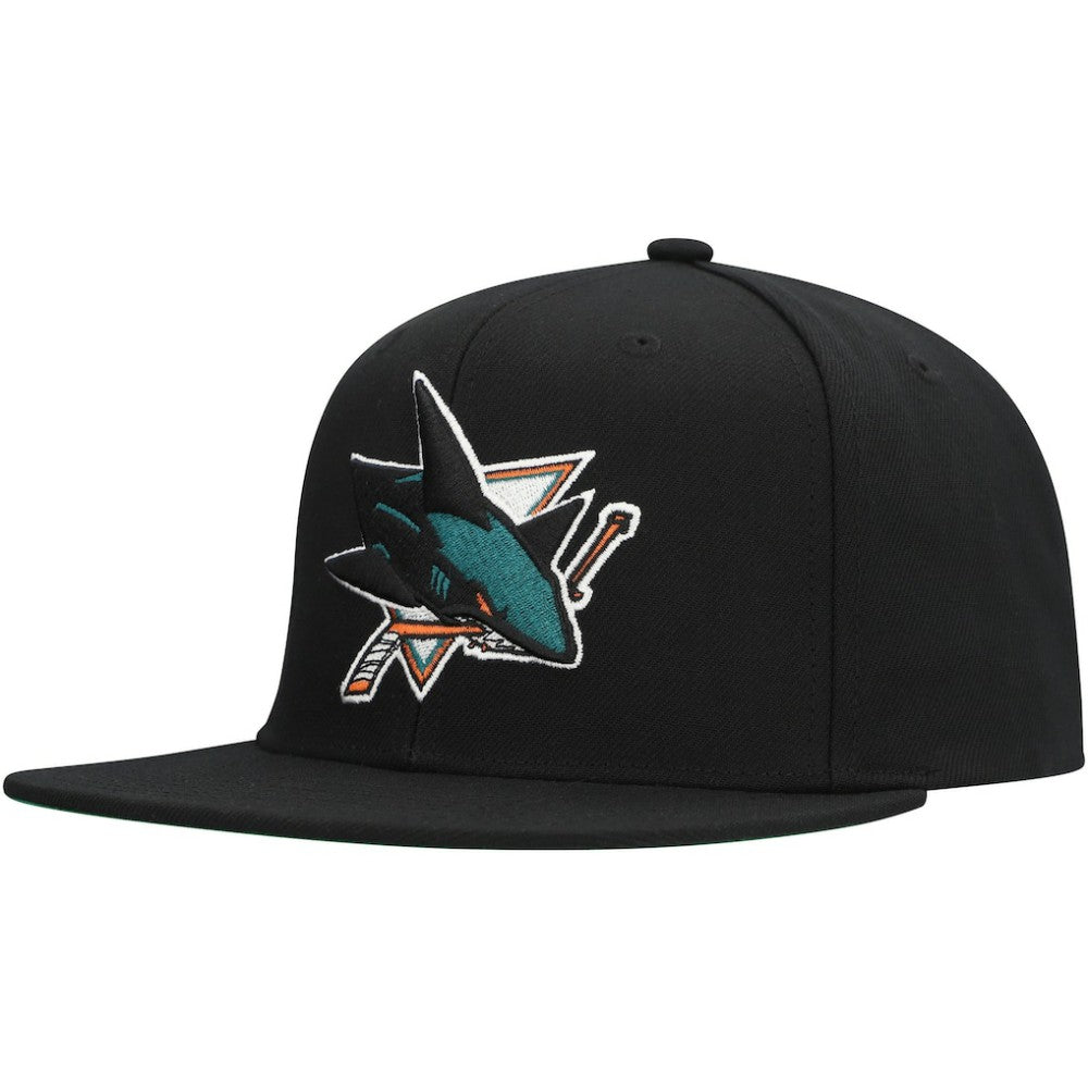 San Jose Sharks Mitchell & Ness Core Top Spot Snapback Hat - Black Hats