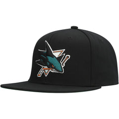 San Jose Sharks Mitchell & Ness Core Top Spot Snapback Hat - Black Hats
