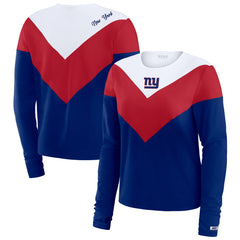 New York Giants WEAR by Erin Andrews Women's Chevron Tri-Blend Long Sleeve T-Shirt - Royal/Red discount