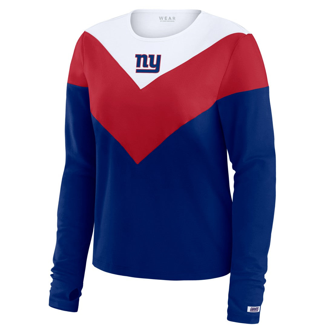 New York Giants WEAR by Erin Andrews Women's Chevron Tri-Blend Long Sleeve T-Shirt - Royal/Red discount