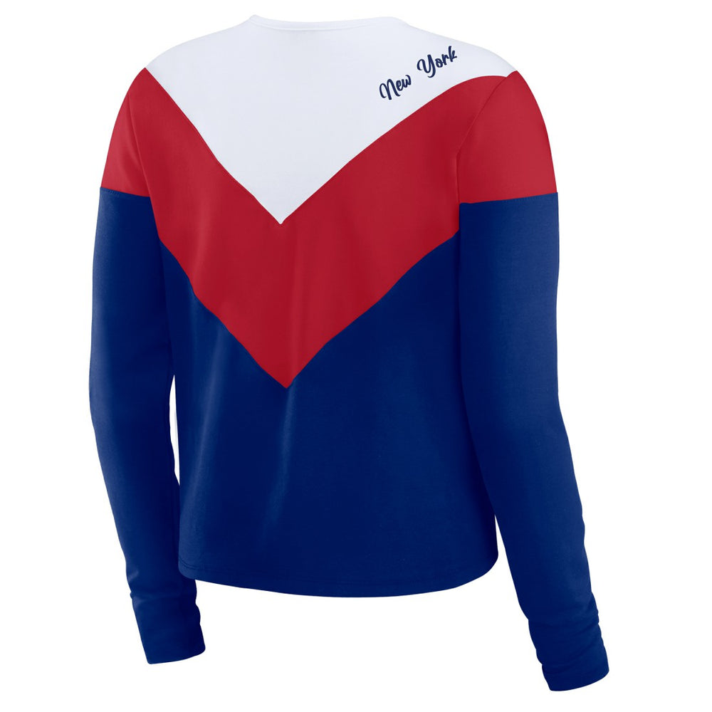 New York Giants WEAR by Erin Andrews Women's Chevron Tri-Blend Long Sleeve T-Shirt - Royal/Red discount