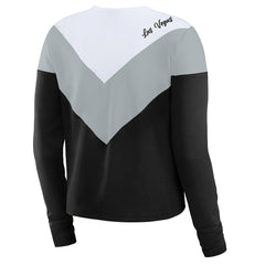 Las Vegas Raiders WEAR by Erin Andrews Women's Chevron Tri-Blend Long Sleeve T-Shirt - Black/Silver cheap