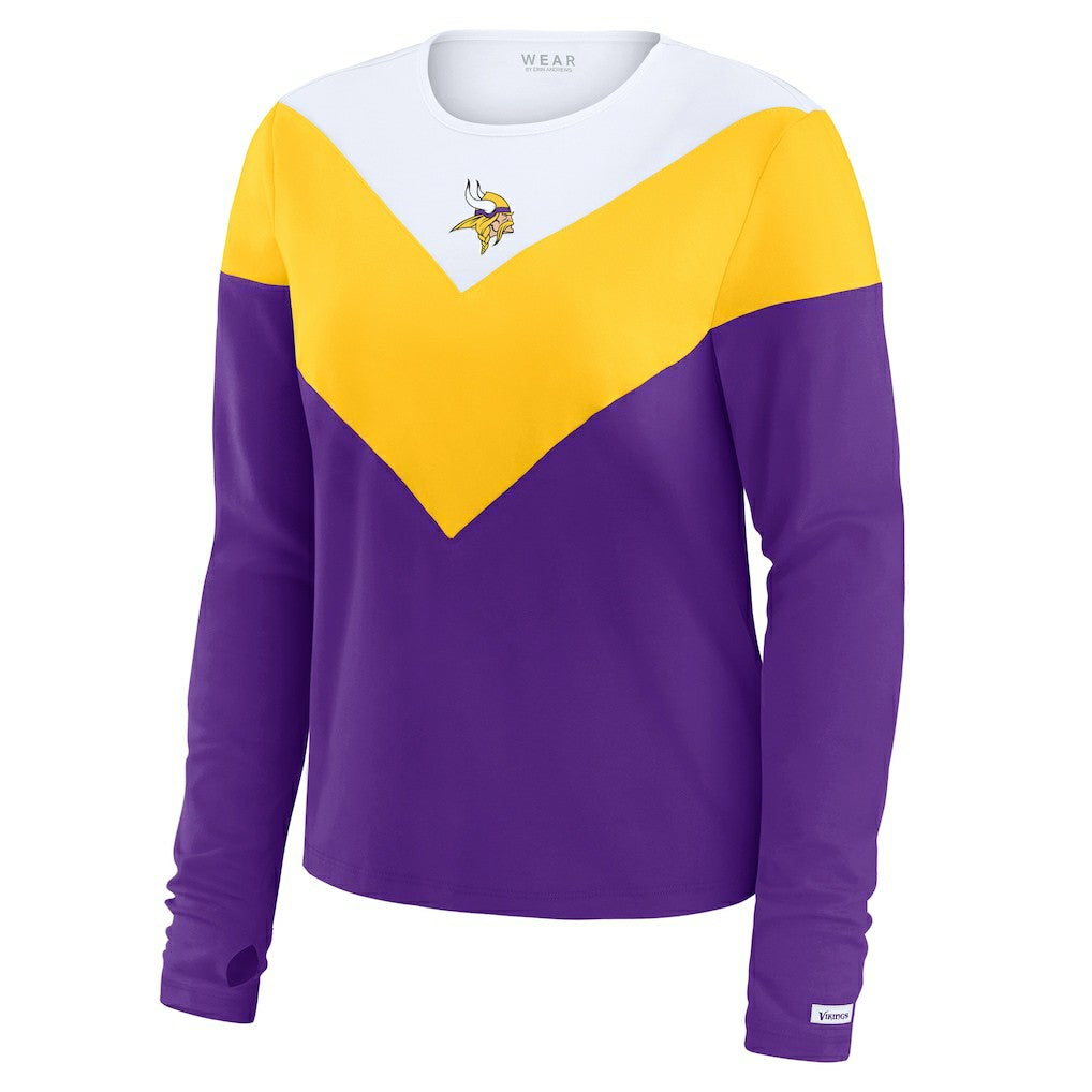 Minnesota Vikings WEAR by Erin Andrews Women's Chevron Tri-Blend Long Sleeve T-Shirt - Purple/Gold online
