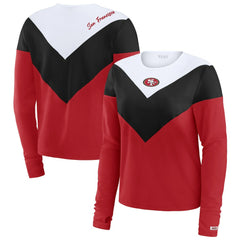 San Francisco 49ers WEAR by Erin Andrews Women's Chevron Tri-Blend Long Sleeve T-Shirt - Scarlet/Black for sale