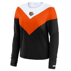 Cincinnati Bengals WEAR by Erin Andrews Women's Plus Size Chevron Tri-Blend Long Sleeve T-Shirt - Black/Orange discount
