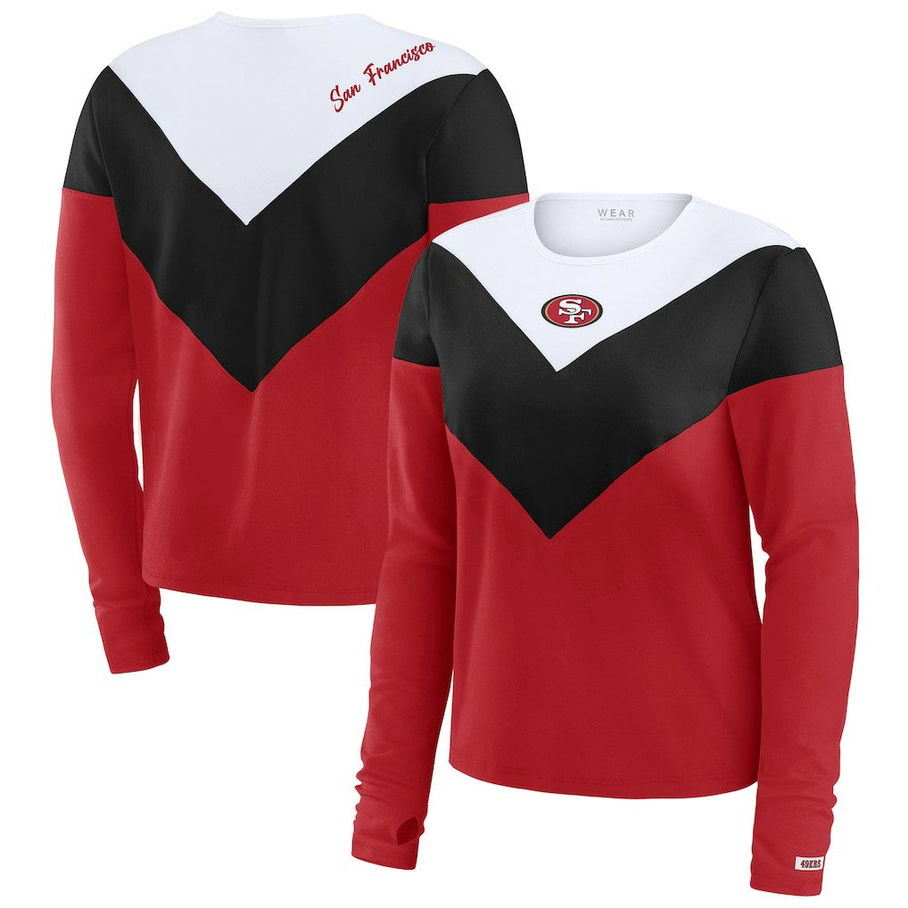 San Francisco 49ers WEAR by Erin Andrews Women's Plus Size Chevron Tri-Blend Long Sleeve T-Shirt - Scarlet/Black online