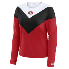 San Francisco 49ers WEAR by Erin Andrews Women's Plus Size Chevron Tri-Blend Long Sleeve T-Shirt - Scarlet/Black online