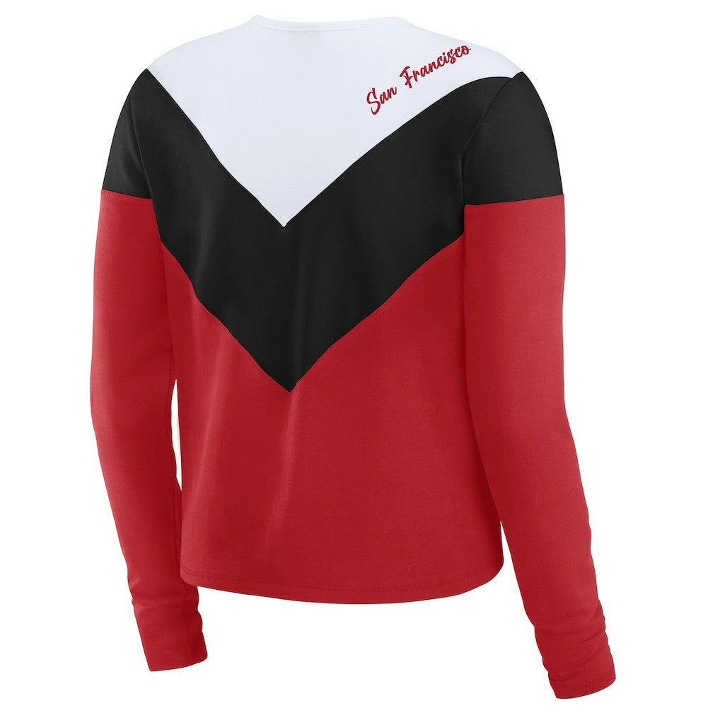 San Francisco 49ers WEAR by Erin Andrews Women's Plus Size Chevron Tri-Blend Long Sleeve T-Shirt - Scarlet/Black online