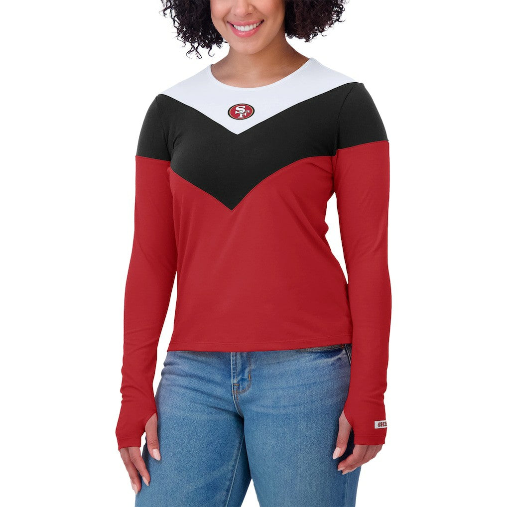 San Francisco 49ers WEAR by Erin Andrews Women's Plus Size Chevron Tri-Blend Long Sleeve T-Shirt - Scarlet/Black online