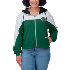 New York Jets WEAR by Erin Andrews Women's Color Block Full-Zip Hoodie - Green/White sale