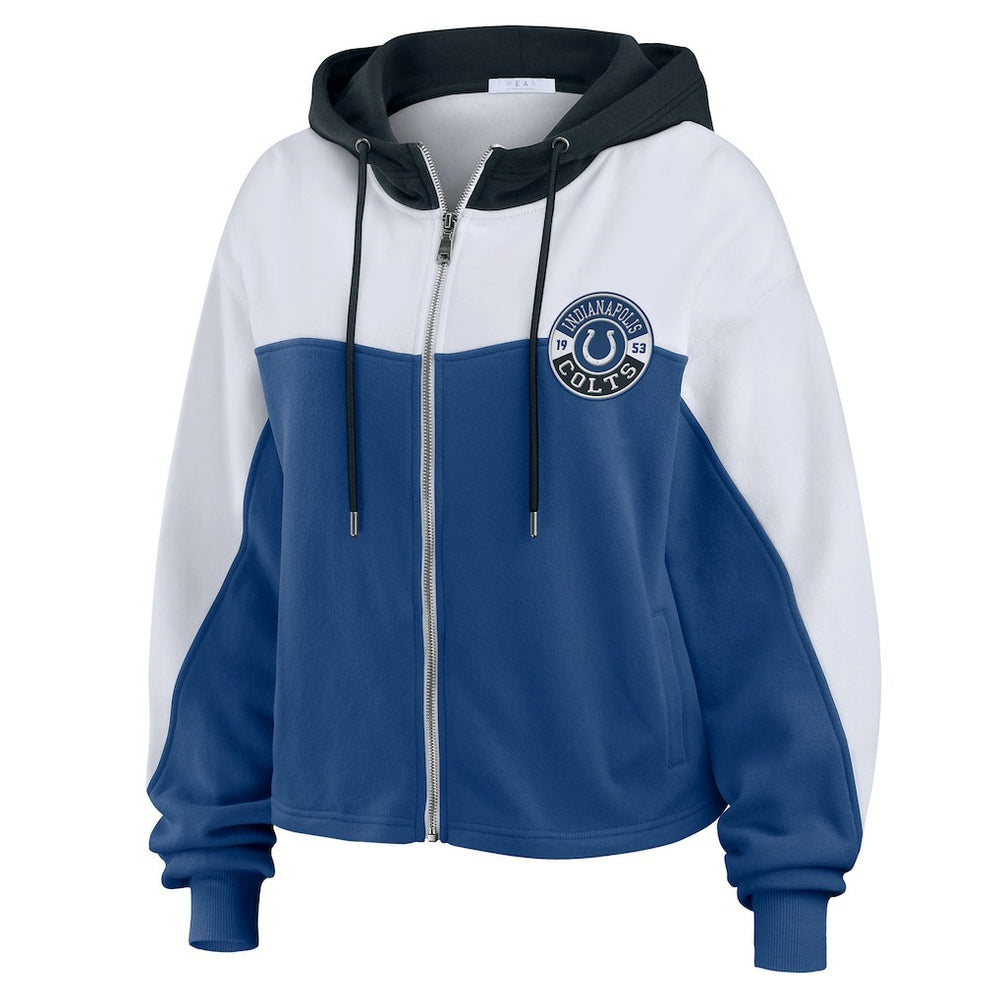 Indianapolis Colts WEAR by Erin Andrews Women's Plus Size Color Block Full-Zip Hoodie - Royal discount