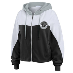 Las Vegas Raiders WEAR by Erin Andrews Women's Plus Size Color Block Full-Zip Hoodie - Black on sale