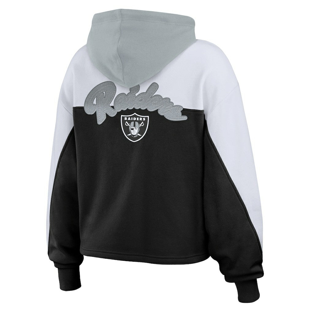 Las Vegas Raiders WEAR by Erin Andrews Women's Plus Size Color Block Full-Zip Hoodie - Black on sale
