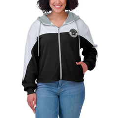 Las Vegas Raiders WEAR by Erin Andrews Women's Plus Size Color Block Full-Zip Hoodie - Black on sale