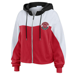 San Francisco 49ers WEAR by Erin Andrews Women's Plus Size Color Block Full-Zip Hoodie - Scarlet on sale