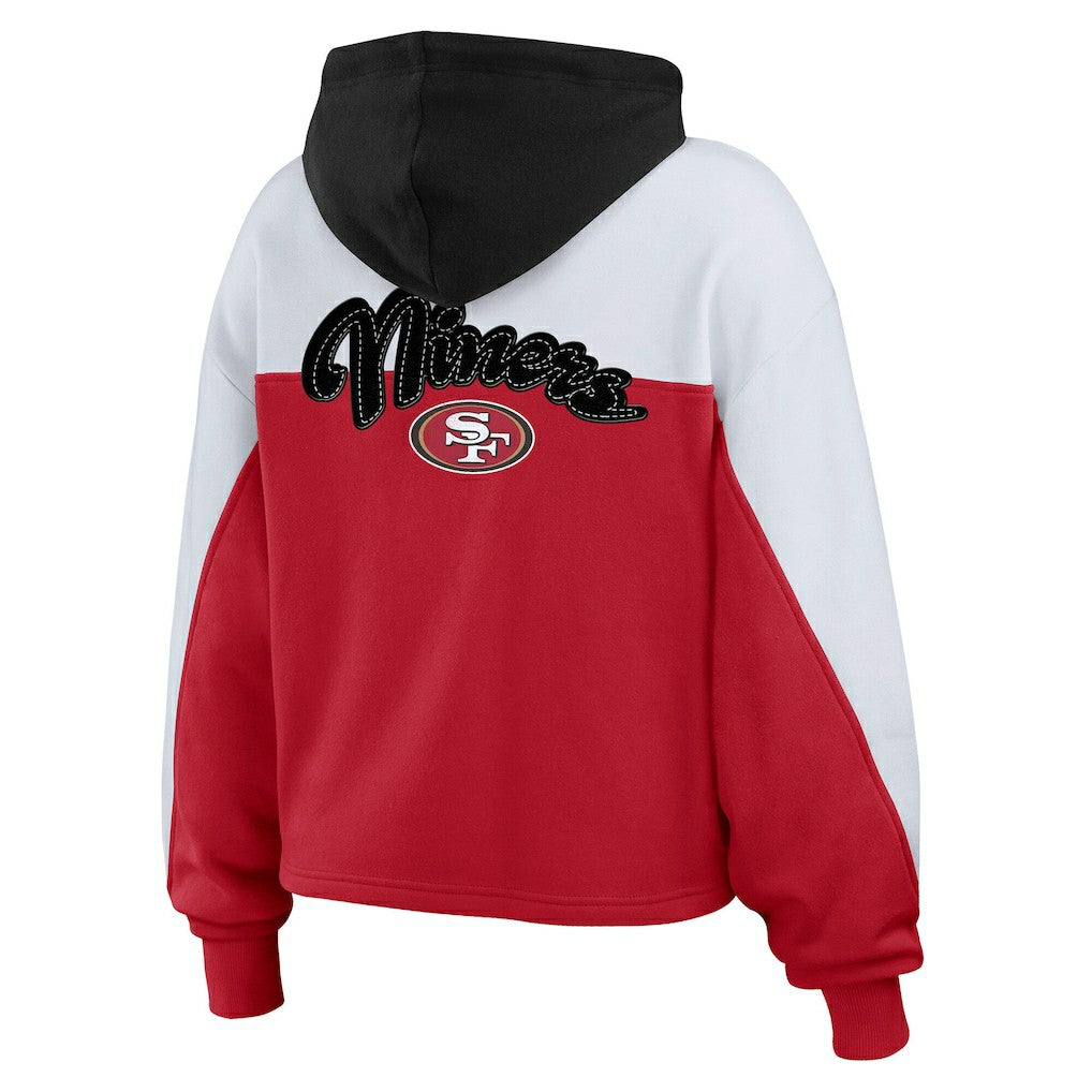 San Francisco 49ers WEAR by Erin Andrews Women's Plus Size Color Block Full-Zip Hoodie - Scarlet on sale