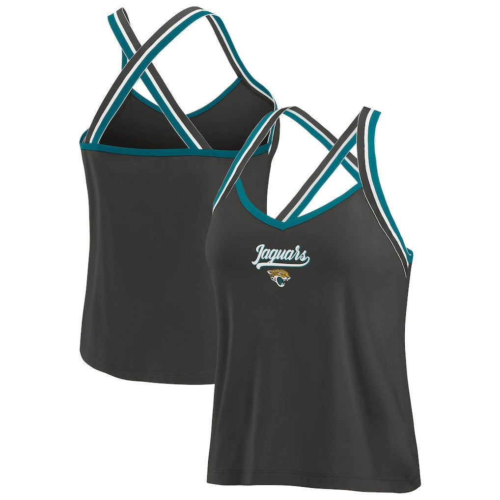 Jacksonville Jaguars WEAR by Erin Andrews Women's Cross Strap Tri-Blend Tank Top - Black online