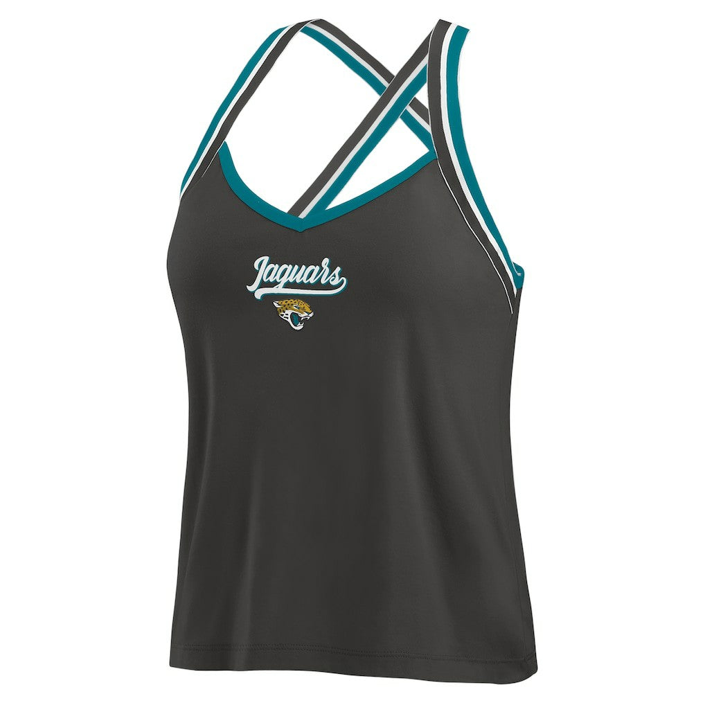 Jacksonville Jaguars WEAR by Erin Andrews Women's Cross Strap Tri-Blend Tank Top - Black online