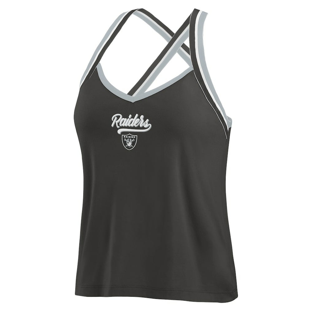 Las Vegas Raiders WEAR by Erin Andrews Women's Cross Strap Tri-Blend Tank Top - Black sale