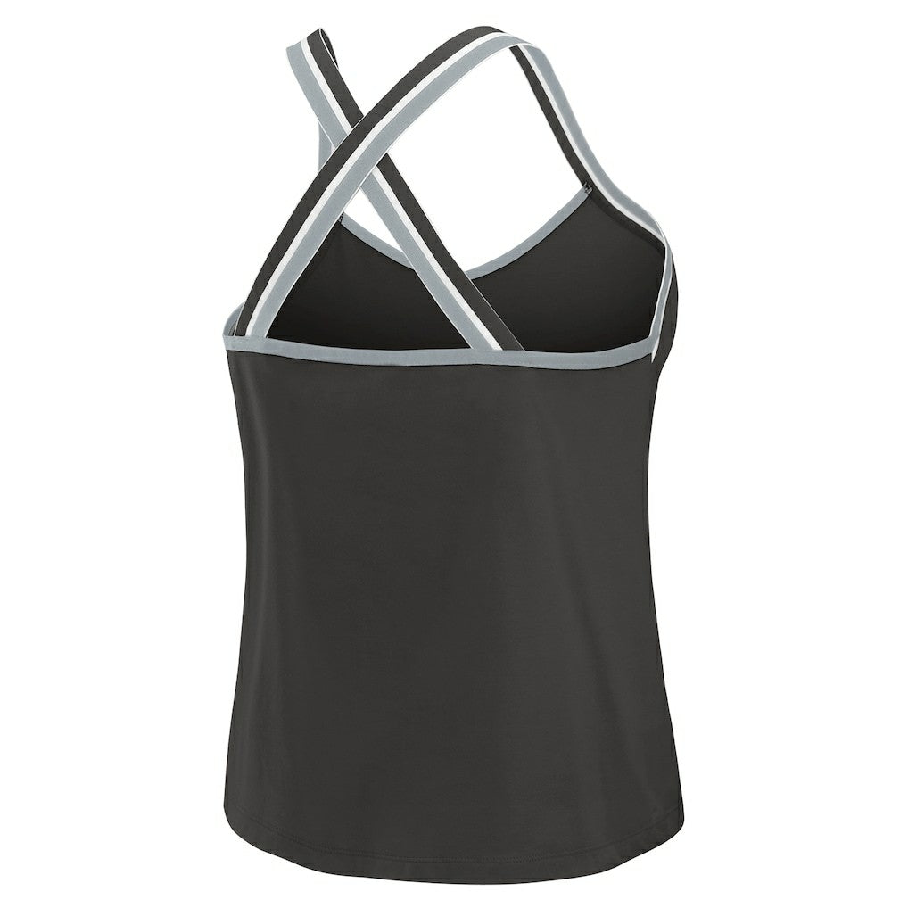 Las Vegas Raiders WEAR by Erin Andrews Women's Cross Strap Tri-Blend Tank Top - Black sale
