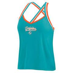 Miami Dolphins WEAR by Erin Andrews Women's Cross Strap Tri-Blend Tank Top - Aqua cheap