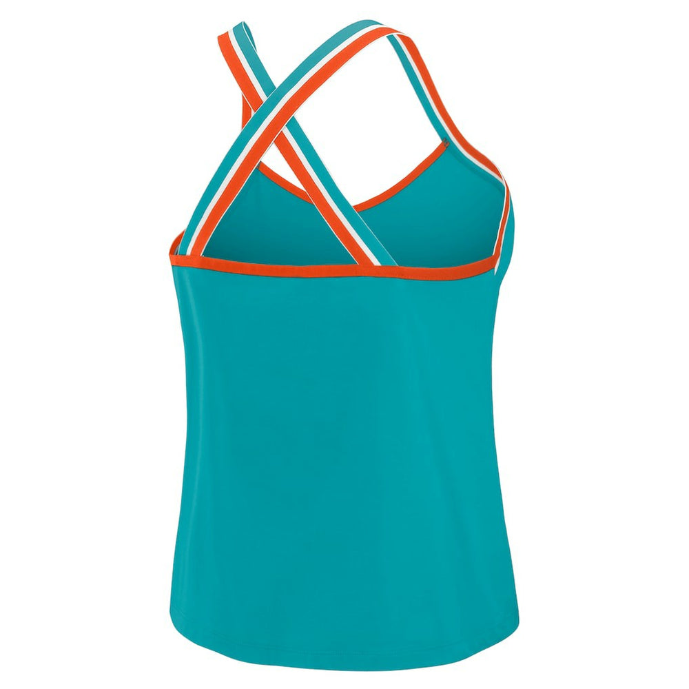 Miami Dolphins WEAR by Erin Andrews Women's Cross Strap Tri-Blend Tank Top - Aqua cheap