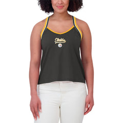 Pittsburgh Steelers WEAR by Erin Andrews Women's Cross Strap Tri-Blend Tank Top - Black sale