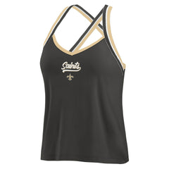 New Orleans Saints WEAR by Erin Andrews Women's Cross Strap Tri-Blend Tank Top - Black sale