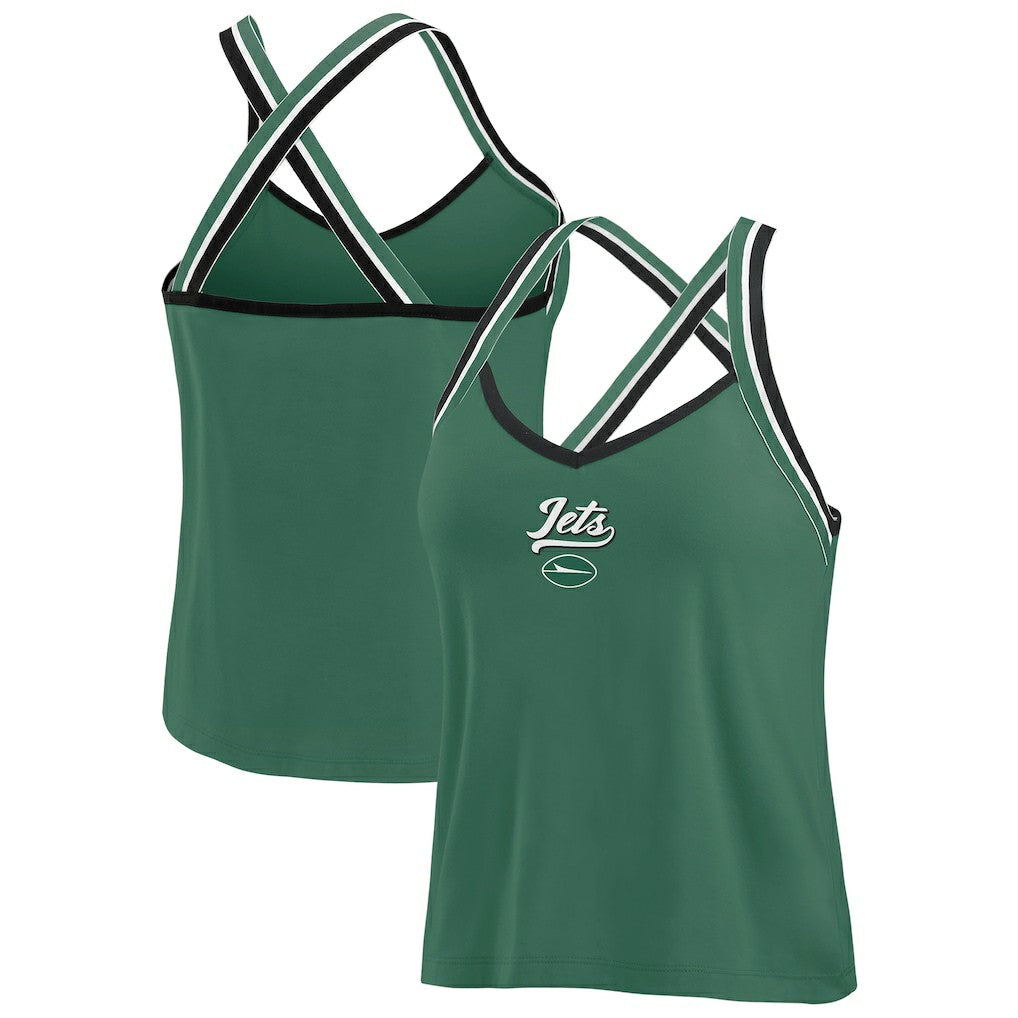 New York Jets WEAR by Erin Andrews Women's Cross Strap Tri-Blend Tank Top - Green outlet