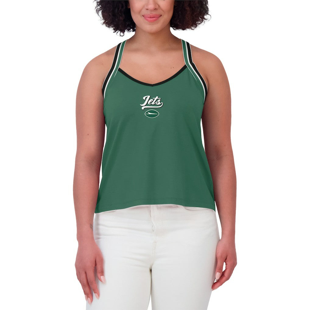 New York Jets WEAR by Erin Andrews Women's Cross Strap Tri-Blend Tank Top - Green outlet