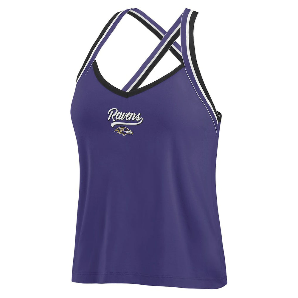 Baltimore Ravens WEAR by Erin Andrews Women's Cross Strap Tri-Blend Tank Top - Purple cheap