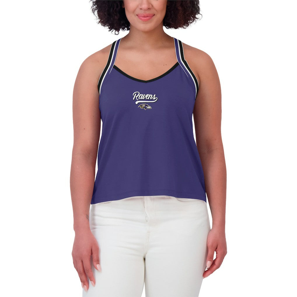 Baltimore Ravens WEAR by Erin Andrews Women's Cross Strap Tri-Blend Tank Top - Purple cheap