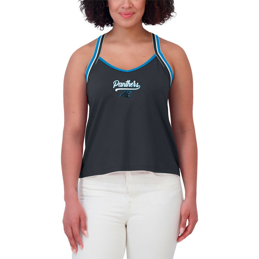 Carolina Panthers WEAR by Erin Andrews Women's Cross Strap Tri-Blend Tank Top - Black on sale