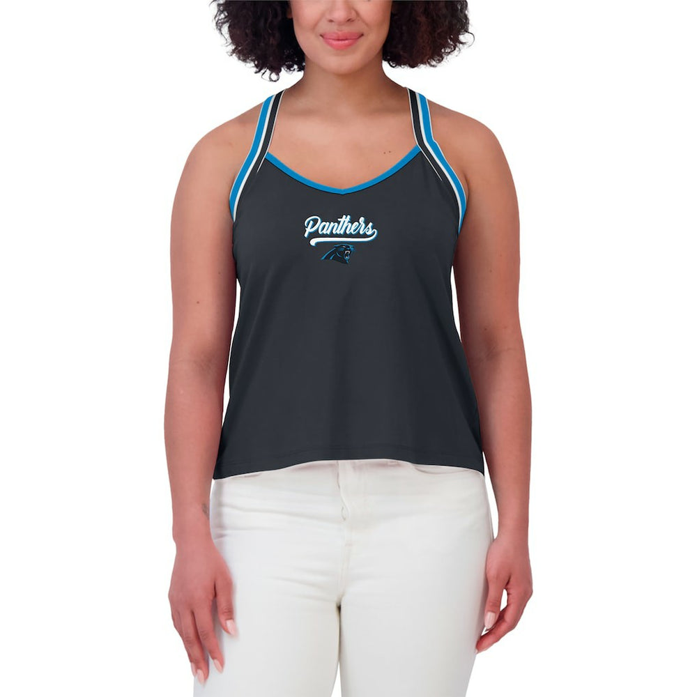 Carolina Panthers WEAR by Erin Andrews Women's Cross Strap Tri-Blend Tank Top - Black on sale
