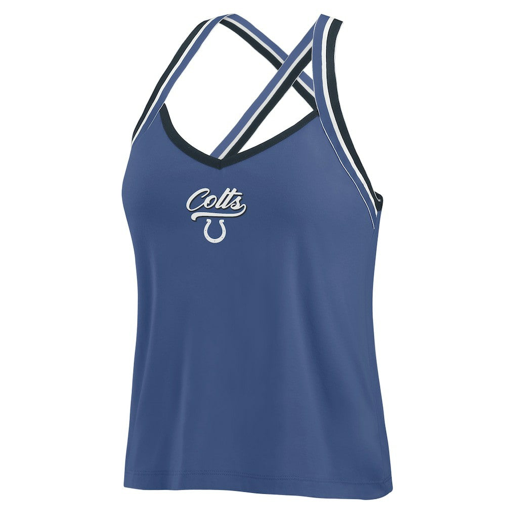Indianapolis Colts WEAR by Erin Andrews Women's Cross Strap Tri-Blend Tank Top - Royal for sale