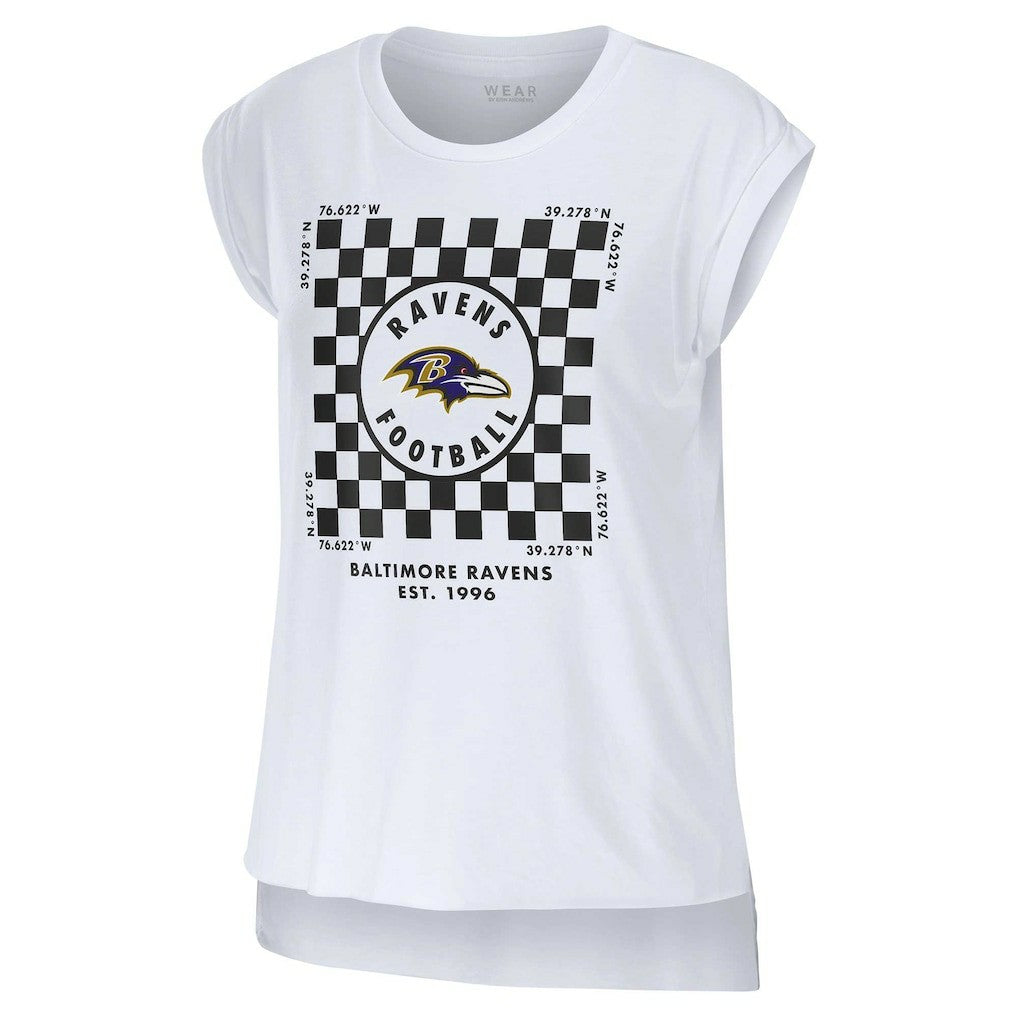 Baltimore Ravens WEAR by Erin Andrews Women's Checker Muscle Tank Top - White on sale